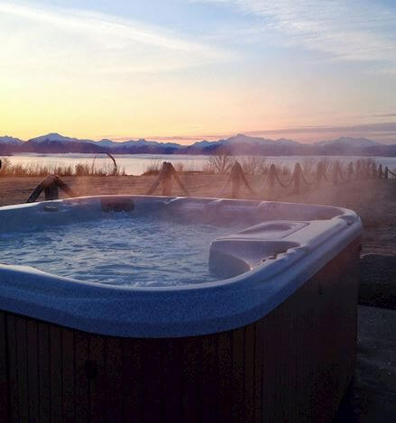 Hot tub fire pit and horse shoes